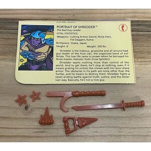 Teenage Mutant Ninja Turtles TMNT 1990 Shredder card & accessories